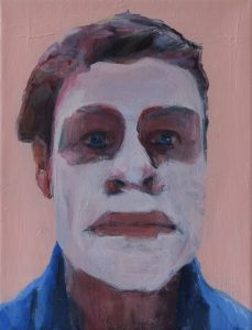 Selfie (verbergen), oil on canvas 20 x 26 cm