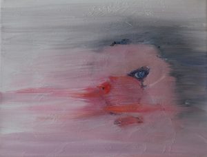 Selfie IV (vluchten), oil on canvas 20 x 26 cm